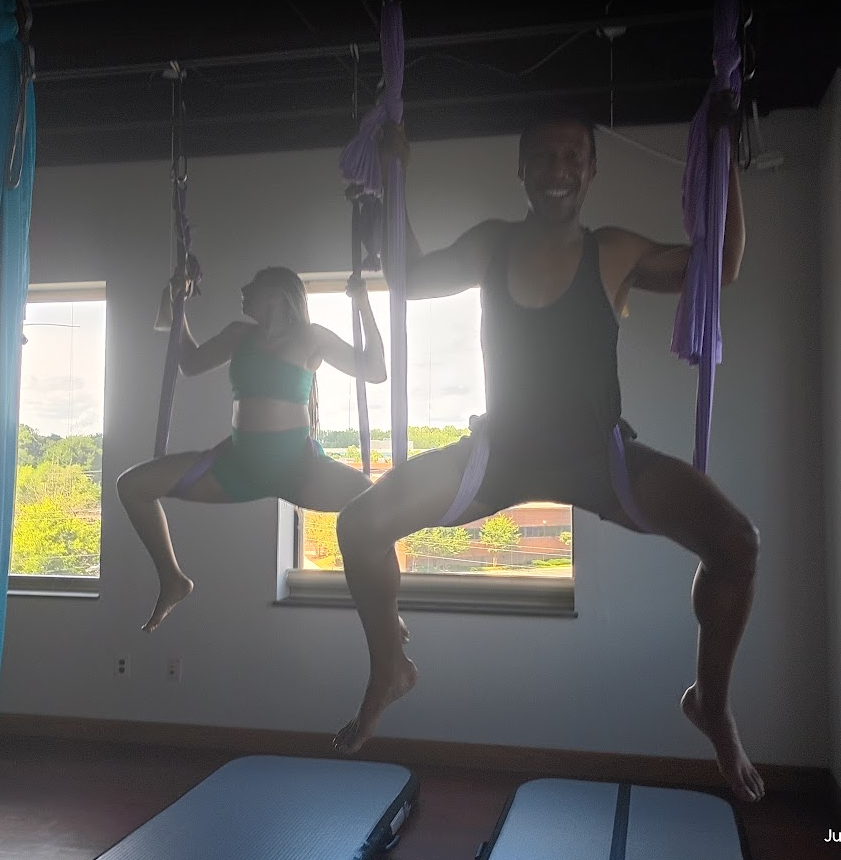Aerial yoga class at Art Hall