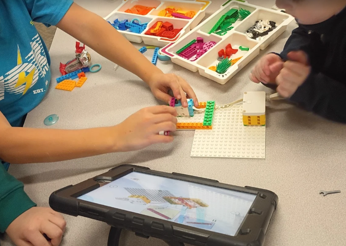 Hands-on LEGO build with tablet instructions